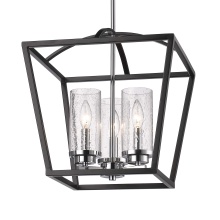 Golden 4309-3P BLK-SD - Golden Lighting Mercer 3-light Pendant in Matte Black and Chrome Accents